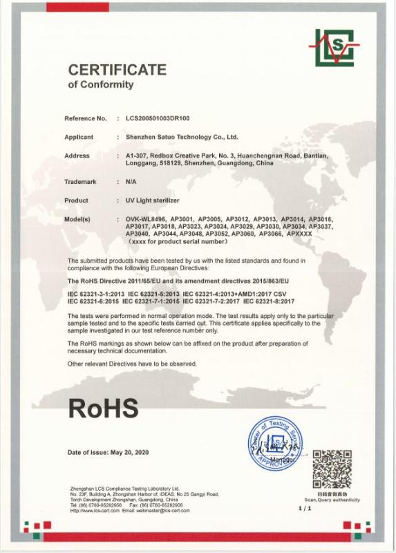 RoHS - Shenzhen Satuo Technology Co., Ltd.