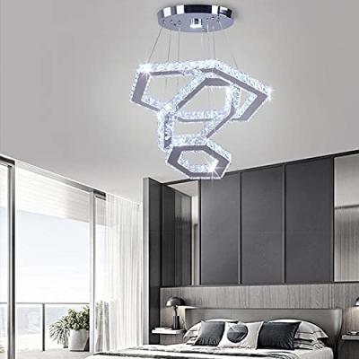 China Living Room Dining Room Chandelier Multi Ring Modern Minimalist Geometric LED Crystal Chandelier for sale