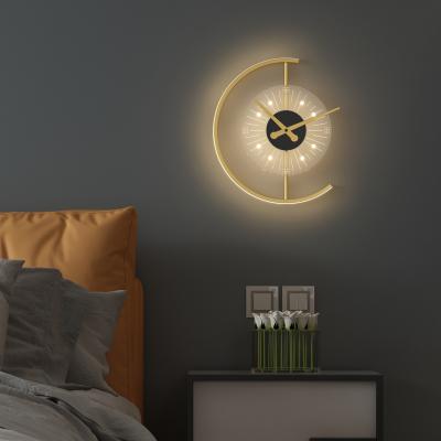 China Modern Nordic Minimalist Wall Lamps Wall Light With Silent Clock Restaurant Corridor Aisle Clock LED Wall Lamps for sale