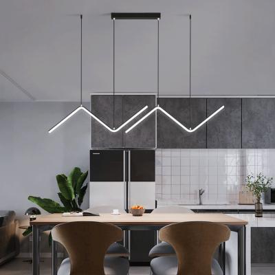 China NEW Living Room Strip LED Bar Lamps LED Chandelier Modern Simple Modern Creative Nordic Dining Room Chandelier Pendant Light for sale