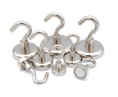 China Industrial Magnet Neodymium Magnet Hook N35 N52 Magnet Hooks Fridge Wall Hook Nickel Coating For Kitchen for sale