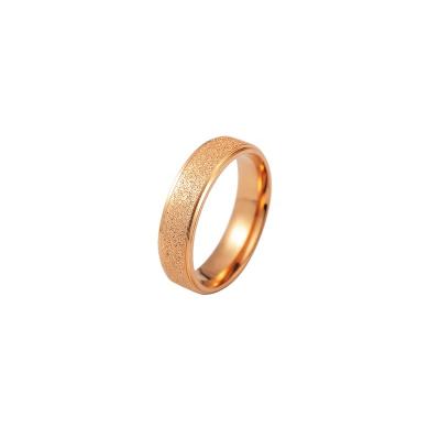 China Other Simple Design Nail Sand Process Electroplating 18K Rose Gold Stainless Steel Ring for sale