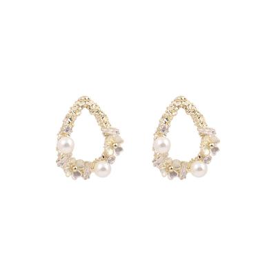 China JAENONES Popular Fashion Wedding Fashion Custom Hoop Earrings Circle Bead Flower Stud Earrings For Women for sale