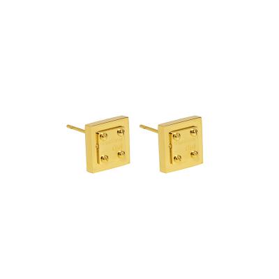 China TRENDY Janenones Fashion Simple Custom Design 18K Gold Plated Square Stainless Steel Earrings for sale