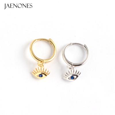 China JAENONES Fashion Trendy Custom 925 Gold Plated Mini Cubic Zircon Hoop Earring Silver Eyelash Eyelash Earrings for sale