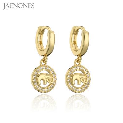 China FASHIONABLE JAENONES shape custom 925 silver earrings sparkle circle earrings elephant dangle earrings for women for sale