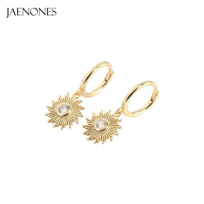 China JAENONES TRENDY Fashion Personality Circle Earrings S 925 Custom Zircon Sun Flower Stud Earrings for sale