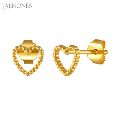 China Wholesale JAENONES TRENDY 18k Fashion Plated Stud Earrings Jewelry 925 Silver Geometric Heart Stud Earrings For Women Girl for sale