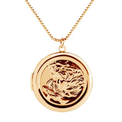 China Other Fashion Jewelry Copper Rhinestones 18k Rose Gold Printed Commemorative Photo Pendant Necklace for sale