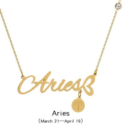 China Other Fashion Simple Design Custom Gold Plated Stainless Steel Zodiac Necklace Pendant for sale