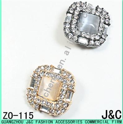 China Nickel Free Square Shaped Black Diamond Cats Stone With Rhineston Zamac Button for sale