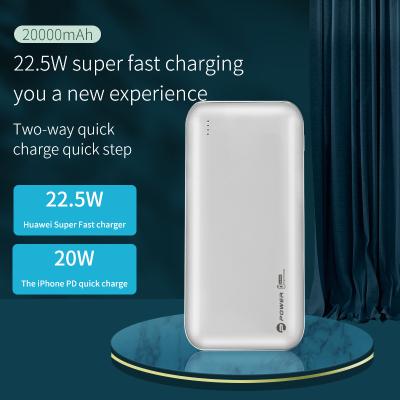 China Large Capacity 22.5W Super Fast Power Fast Charging Support 20000mA Two Way Fast Charging Bank Charge Customized Products for sale