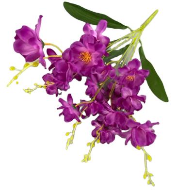 China Beautiful 5 Branch Orchid Colorful Artificial Flower Decoration Home Decoration Flower for sale