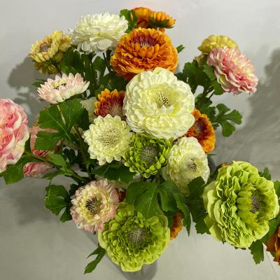 China Modern high quality single stem 4 flower heads silk flower for home decoration for sale