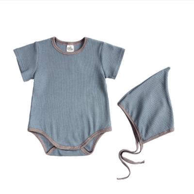 China Eco-friendly Washable Eco-friendly Substantial Summer Autumn Spring Sleeve Cap Baby Clothes Cute Baby Boy Girls Rompers With Hat Overalls for sale