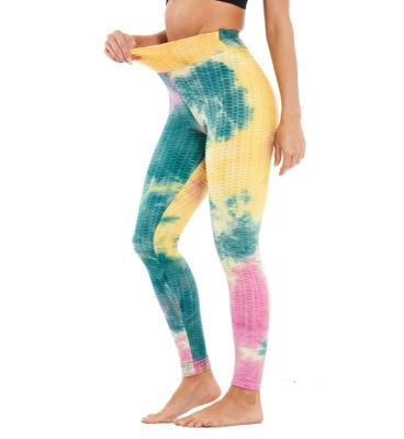 China Breathable Custom Logo Fitness Tie Dye Printing Yoga Pants For Women Gaiters for sale