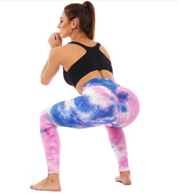 China Breathable Tie Dye Print Plus Size High Waist Summer Yoga Pants Fitness Gym Sport Gaiters Women Workout Push Up Tights Pants Female for sale