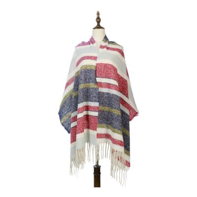 China Cozy Striped Scarf For Women Girls Woven Winter Scarf Shawl Cape Thick Cashmere Scarf 2020 With Checks for sale