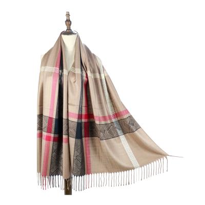 China Autumn Winter Casual Women's Acrylic Jacquard Printing Scarf Comfortable Luxury Rayon Jacquard Scarf For Women for sale