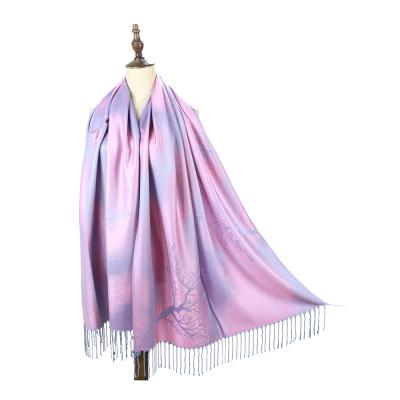 China Soft women spring autumn fashion 50% viscose 50% pashmina scarf cashmere women acrylic jacquard scarf for sale