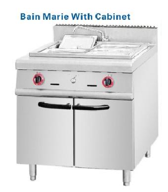 China 304# countertop van S S Bain Marie gasfrituurpan met kabinetten Te koop