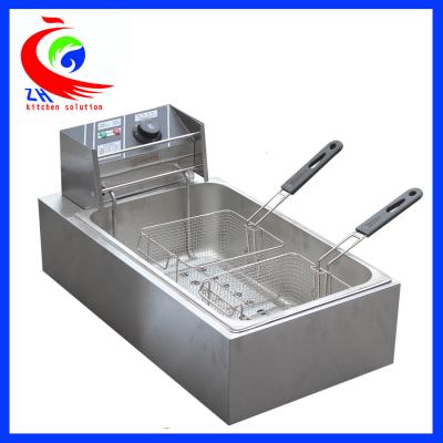 China Stainless steel Table Top Commercial Electric Deep Fryer with 2 baskets 12L for sale