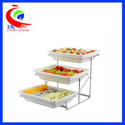 China Ceramics cafeteria showcase Buffet Restaurant Equipment for fruits and vegetable display shelf for sale