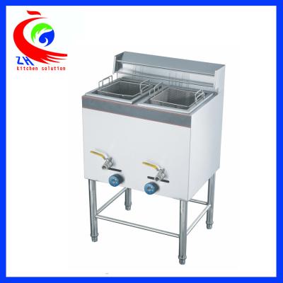 China Commercial Chicken Double Tank 28 Litre Lpg Gas Deep Fryer Freestanding for sale