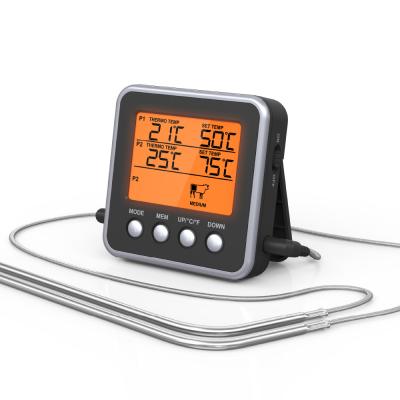 China KH-TH066 Double Probe Double Instant Read LCD Smart Electronic Meat Household BBQ Electronic Kitchen Oven Thermometer for sale