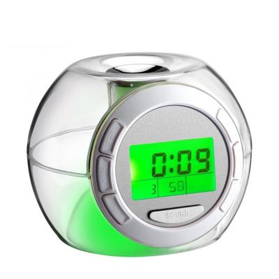 China Classroom Plastic Digital Nature Night Light Color Change Table 7 LCD KH-CL020 Sound Alarm Clock For Kids for sale