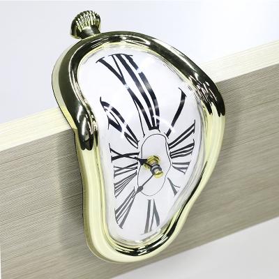 China Class Of KH-CL132 Twisted Plastic Melting Clock Creative Funny 24 Hours Desktop Analog Table for sale