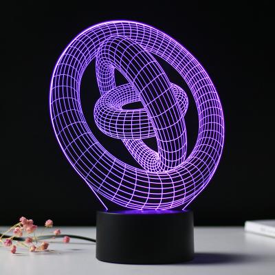 China Custom KH-NL024 Deco Color Changing LED Table Lamp 3D Optical Illusion Home Night Light with 7 Colors Change Base for sale