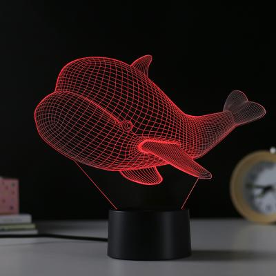 China Wholesale KH-NL040 Color Changing Animal Shapes 3D LED Illusion Whale Colorful Color Changing Night Light for sale