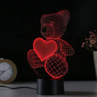 China Wholesale KH-NL041 Color Changing Kid's Bedroom Animal Shape 3D Acrylic Optical Illusion LED Night Light With Base for sale