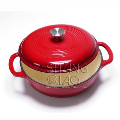 China Best quality sustainable selling red round enamel cast iron casserole dish cast iron cookware for sale