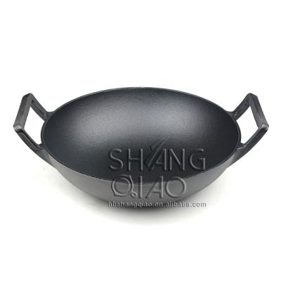 China Sustainable Healthy Wok Pan Cooker Traditional Handmade Nonstick Cast Iron Cookware for sale