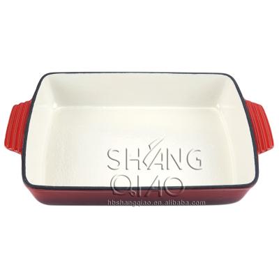 China Durable Cast Iron Enamel Factory Price Bakeware Pan Non-Stick Roasting Pan for sale