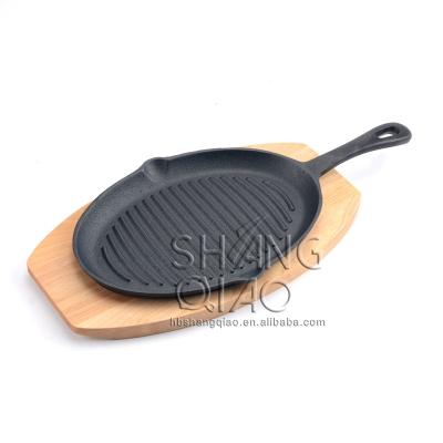 China Sustainable High Quality Cast Iron Sizzler Serving Dish Platter Wholesale Steak Pans for sale