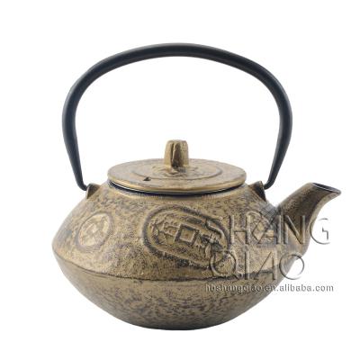 China Golden Chinese Teaware Metal Tea Kettle 100% Sustainable Healthy Cast Iron Teapot (800ml / 27 oz) for sale