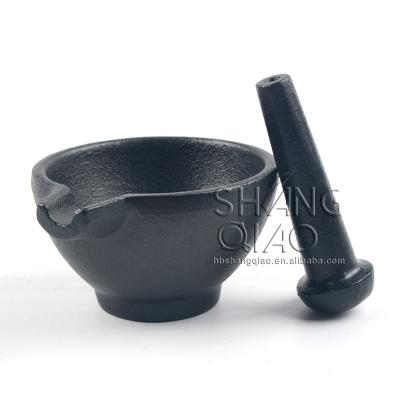 China Sustainable Factory Supply Pre-Seasoned Cast Iron Mortar With Grinding Cast Iron Pestle Bowl And Grinder for sale