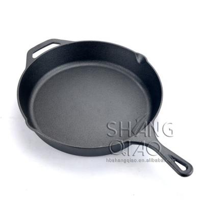 China Viable Factory Wholesale Non-Liner Cast Iron Frying Pan Metal Pre-Seasoned Pan Cast Iron Skillet for sale