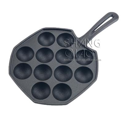 China Danish Aebleskiver Pan Cast Iron Stuffed Pancake Pan 16 PC Pre-seasoned Octopus Ball Maker Viable High Quality Takoyaki Pan for sale