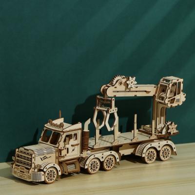 China DIY TOY Exploring Wisdom Wooden Building set mechanical 3D puzzle truck for sale