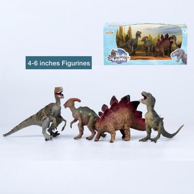 China Wisdom Exploring Inspire Imaginative Play 4 Piece Educational Dinosaur Toy Set For Toddlers 5 Inches Tall For Each for sale