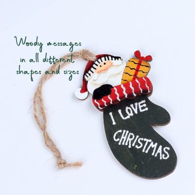 China Handmade Plywood Cutout Wooden Stocking Shaped Christmas Decorations Supplies Sale for sale