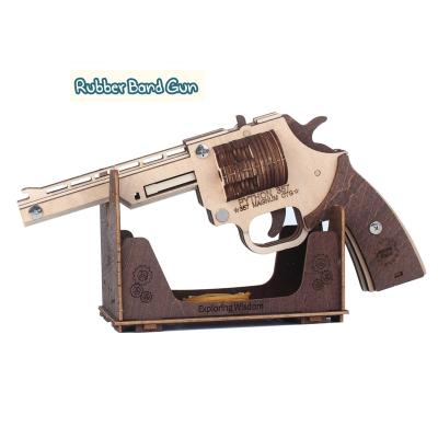 China Cartoon Toy Exploring Wisdom Handgun Wooden Mechanical 3D Puzzle Best Gift Puzzle For Adults And Teens for sale