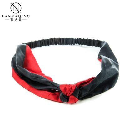 China Custom Logo Label Silk Headbands Fashion 22mm Elastic 100% Silk Headband Hair Care Hot Sale for sale