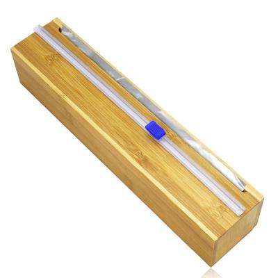 China Desktop Aluminum and Waxed Paper Organizer Dispenser Bamboo Wood Plastic Envelope Dispenser with Cutter for sale