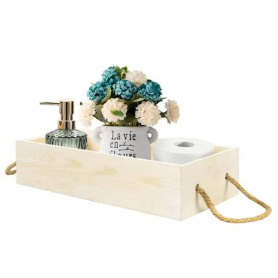 China Office Farmhouse Bathroom Decor Wooden Toilet Paper Rolls Box for sale