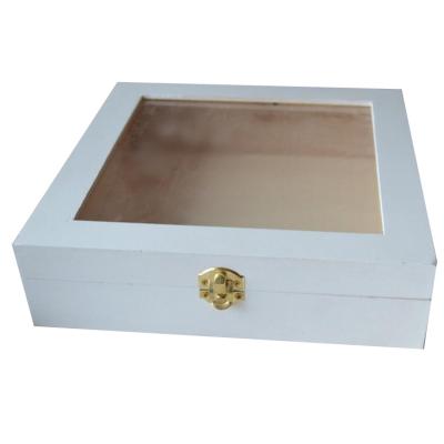 China Handmade Stained Glass Lid Wooden Box Small Clear White Wooden Boxes For Gift Package for sale